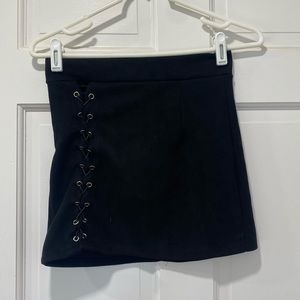 Suede lace up mini skirt